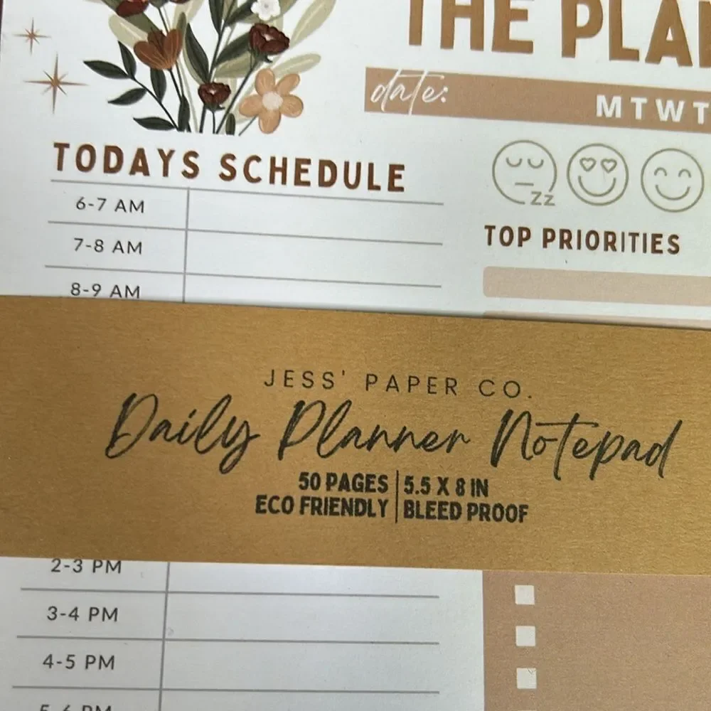 Daily planner notepad plus charm pin and notepad flower print Jess paper Co NwT